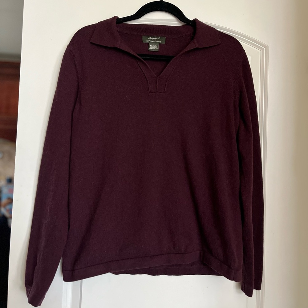 **SOLD** Vintage 90s Maroon Eddie Bauer Polo Long Sleeve